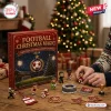 Arsenal FC Christmas Football Advent Calendar box with miniature soccer player figurines and stadium models on a table.