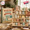 Baking Lover Advent Calendar 2026 featuring 24 miniature kawaii-style acrylic kitchen and dessert themed ornaments.