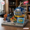 Front view of a Batman 1966 Classic TV Series brick set featuring minifigures, a large bomb, and display plaques.