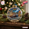 Front view of Batman 1966 Gotham City Christmas Ornament with a mini city diorama inside.