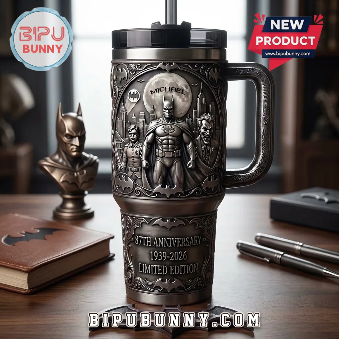 Batman Embossed 87th Anniversary Tumbler Cup Batman Embossed 87th Anniversary Tumbler Cup