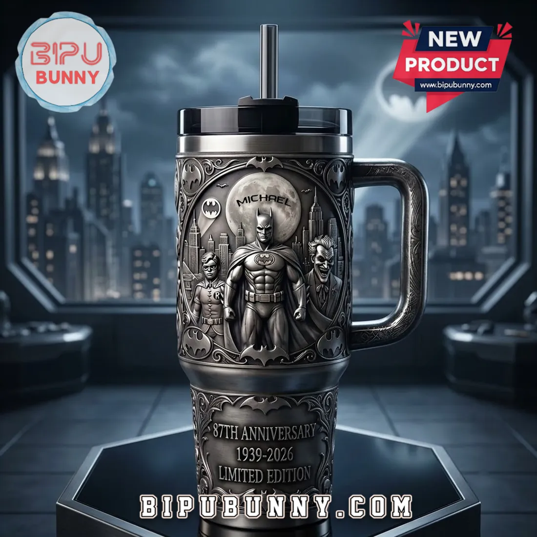 Batman Embossed 87th Anniversary Tumbler Cup Batman Embossed 87th Anniversary Tumbler Cup