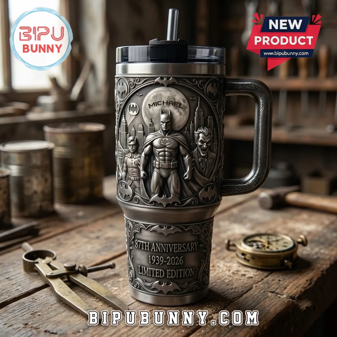 Batman Embossed 87th Anniversary Tumbler Cup Batman Embossed 87th Anniversary Tumbler Cup