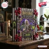 Front view of Beetlejuice 38th Anniversary Advent Calendar with black and white stripes, red bows, and character artwork.