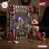 Front view of a Beetlejuice 38th Anniversary Advent Calendar being opened by a person next to miniature figurines.
