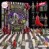 Front view of Beetlejuice It's Showtime 2026 Advent Calendar box surrounded by character figurines.
