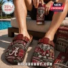 Birkenstock Alabama Crimson Tide Suede Clogs with team mascot, football graphics, and red stadium themes on a person.