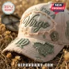 Bitch I'm A Virgo Embroidered Distressed Baseball Cap in beige with olive green embroidery and lace fabric details.
