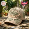 Bitch I'm A Virgo embroidered distressed baseball cap in beige with green text and astrology-themed patches.