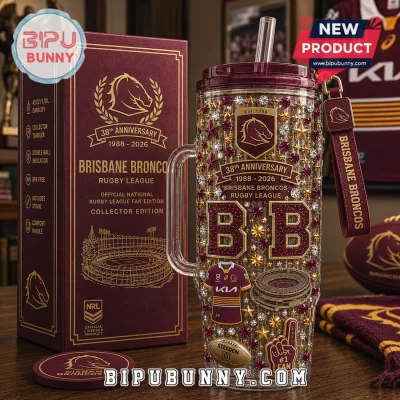 Brisbane Broncos 38th Anniversary Rhinestone Handle Tumbler