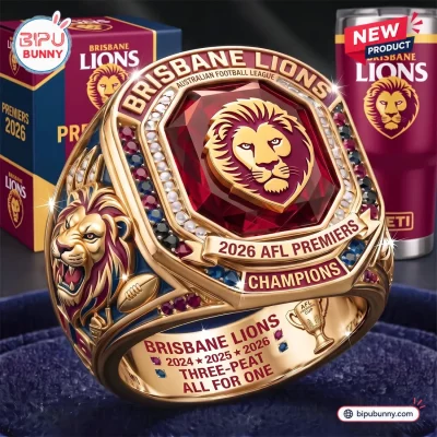 Brisbane Lions 2026 Three-Peat Gold Ring