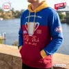 Front view of a Brisbane Lions AFL 2026 Grand Final Premiers Hoodie featuring a championship trophy graphic.