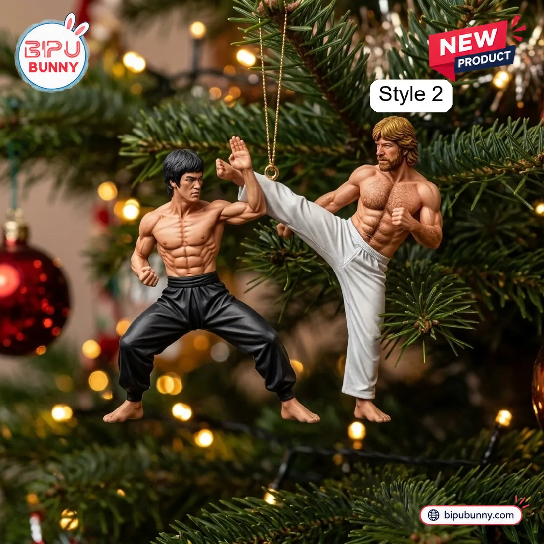 Bruce Lee x Chuck Norris Way Of The Dragon Christmas Ornament Bruce Lee x Chuck Norris Way Of The Dragon Christmas Ornament