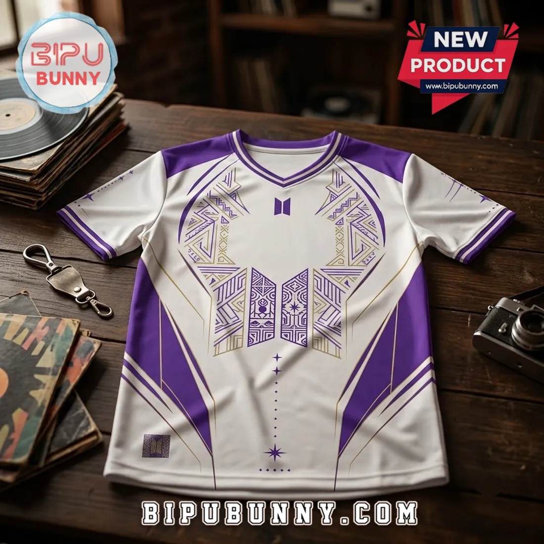 BTS World Tour 2026 White Purple Football Jersey BTS World Tour 2026 White Purple Football Jersey