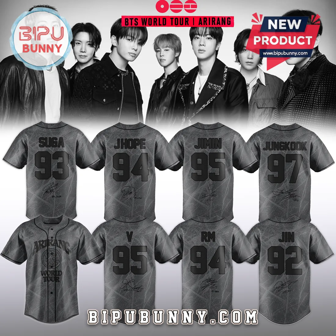 BTS World Tour Arirang 2026 Limited Edition Baseball Jersey BTS World Tour Arirang 2026 Limited Edition Baseball Jersey