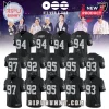 BTS x Las Vegas Raiders Custom Football Jersey collection featuring black jerseys with member names, birth years, and logos.