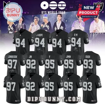 BTS x Las Vegas Raiders Custom Football Jersey BTS x Las Vegas Raiders Custom Football Jersey