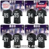 BTS x Las Vegas Raiders Custom Football Jersey display showing black jerseys with player names, numbers, and signatures.