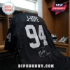 BTS x Las Vegas Raiders Custom Football Jersey in black with silver lettering reading J-HOPE 94 and a printed signature.