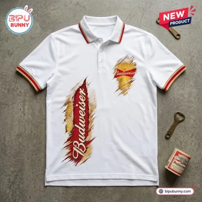 Budweiser Beer White Polo Shirt