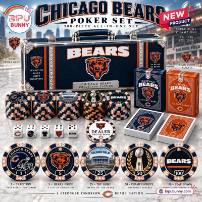 Chicago Bears Deluxe Collector Poker Set