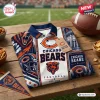 Folded Chicago Bears NFL polo shirt featuring team logos and city skyline graphics.