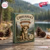 Front view of Chihuahua Adventure Advent Calendar box on a wooden table with pinecones against an outdoor lake and forest background.