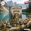 Front view of a Chihuahua Adventure Advent Calendar box surrounded by small Chihuahua figurines outdoors.