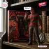 Classic Horror Movie Halloween Collectible Action Figure of Freddy Krueger with red and green sweater and metal claws.