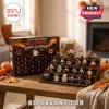 Cleveland Browns Halloween Countdown Advent Calendar 2026 with 24 small team-themed ghost figurines on a wooden display shelf.