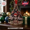 Cleveland Guardians 125th Anniversary Christmas Tree Ornament featuring navy enamel, historical logos, and gold trim accents.