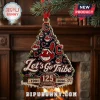 Cleveland Guardians 125th Anniversary Christmas Tree Ornament shaped like a tree with team logos and Let's Go Tribe text.