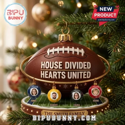 Custom Football House Divided Sports Christmas Tree Ornament