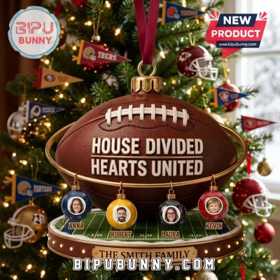 Custom Football House Divided Sports Christmas Tree Ornament