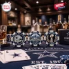 Dallas Cowboys NFL Poker Set features branded blue and silver chips displaying team helmet, stadium, and trophy logos.