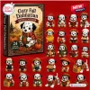 Dalmatian Cozy Fall Advent Calendar 2026 features 24 miniature acrylic dog ornaments in autumn-themed seasonal outfits.