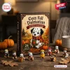 Dalmatian Cozy Fall Advent Calendar 2026 box with 24 acrylic ornaments featuring miniature puppies in autumn outfits.