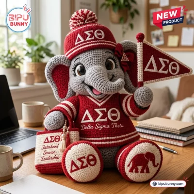 Delta Sigma Theta Crochet Elephant Plush Doll