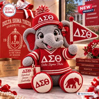 Delta Sigma Theta Crochet Elephant Plush Doll