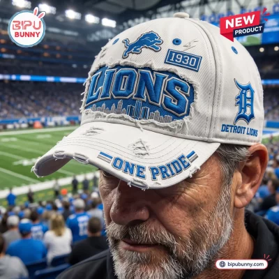 Detroit Lions One Pride Distressed Baseball Cap