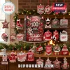 Detroit Red Wings 100th Anniversary 2026 Advent Calendar surrounded by themed hockey ornaments on a holiday mantelpiece.