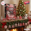 Front view of the Detroit Red Wings 100th Anniversary Christmas Advent Calendar displayed on a mantel with holiday ornaments.