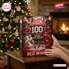 Front view of the Detroit Red Wings 100th Anniversary Christmas Advent Calendar on a wooden table.