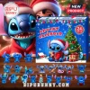 Disney Stitch Christmas 24-Day Advent Calendar box featuring a blue alien wearing a Santa hat next to a decorated tree.