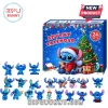 Disney Stitch Christmas 24-Day Advent Calendar box with blue winter background, Stitch in Santa hat, and 24 toy figures.
