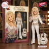 Front view of the Dolly Parton Tribute Collector Edition Figure with packaging, microphone, and white acoustic guitar.