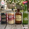 Dr Pepper Advent Calendar 2026 featuring four distinct beverage containers on a weathered wooden table outdoors.