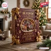 Dr Pepper Advent Calendar 2026 featuring a deep maroon box, gold ribbons, 23 flavor icons, and a glass soda bottle graphic.