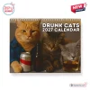 Front view of Drunk Cats 2027 Calendar featuring three felines posed with beverage cans and glasses.