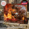 Dungeons & Dragons 2026 Advent Calendar featuring a red dragon and fantasy warrior on a cardboard grid with 24 numbered doors.